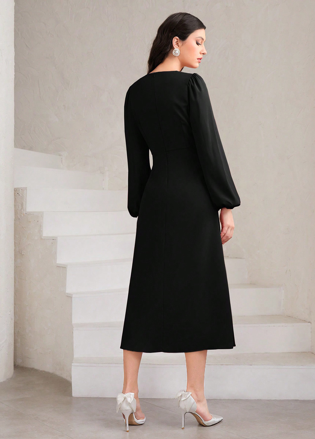 Чорна кежуал сукня кльош SHEIN однотонна