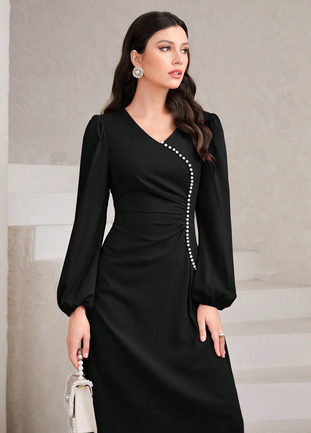 Чорна кежуал сукня кльош SHEIN однотонна