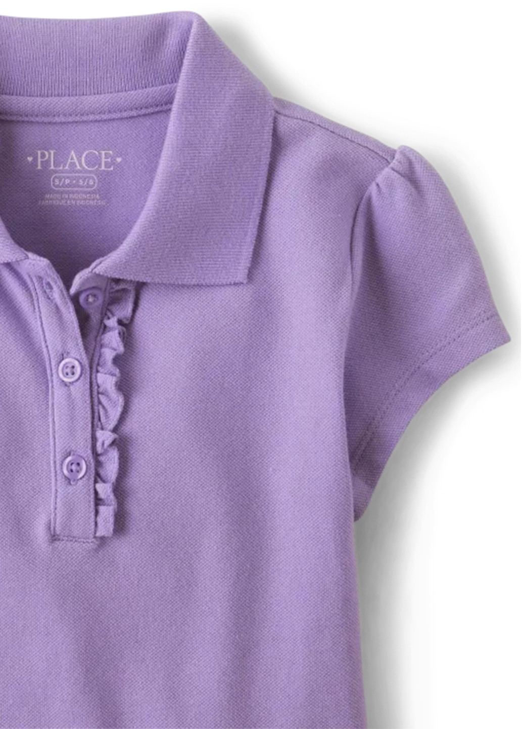 Сиреневая детская футболка-поло для девочки The Children's Place однотонная