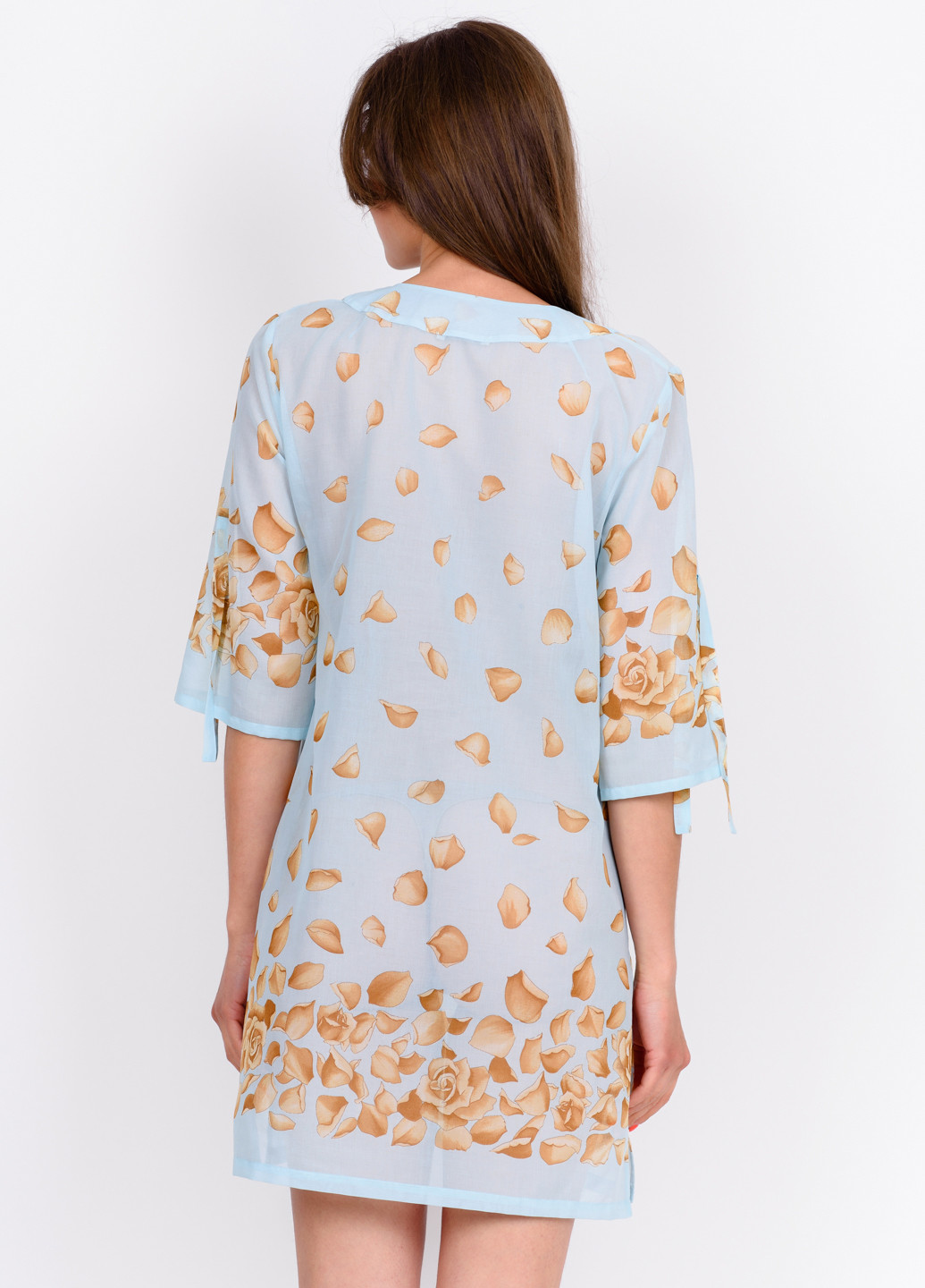 Світло-блакитна домашній сукня Suavite з квітковим принтом