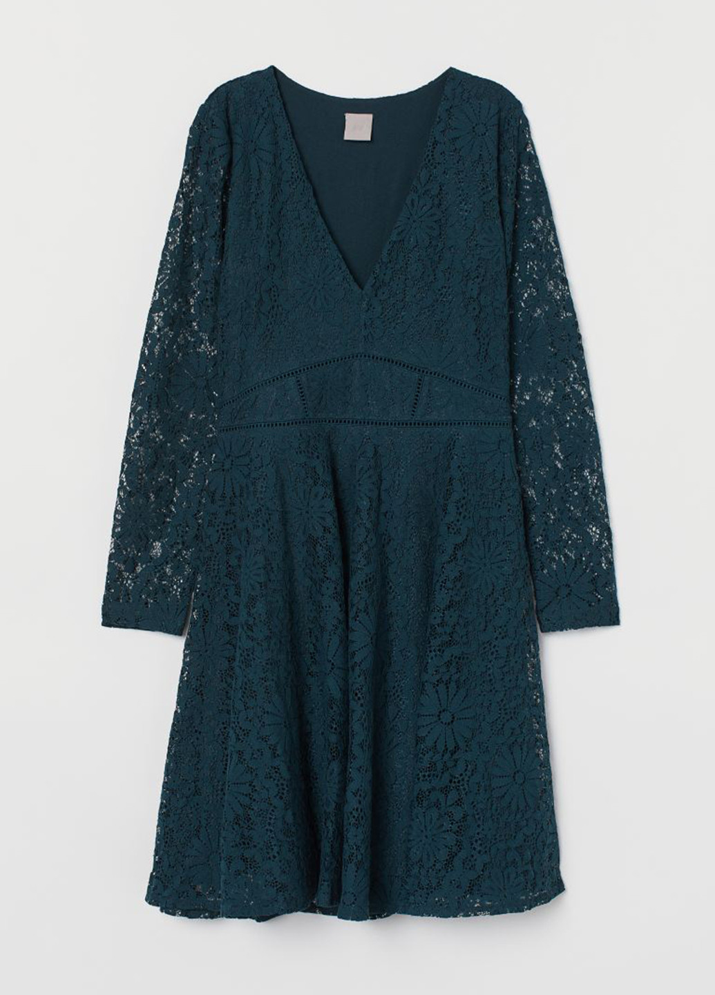 Темно-бирюзовое кэжуал платье клеш H&M однотонное