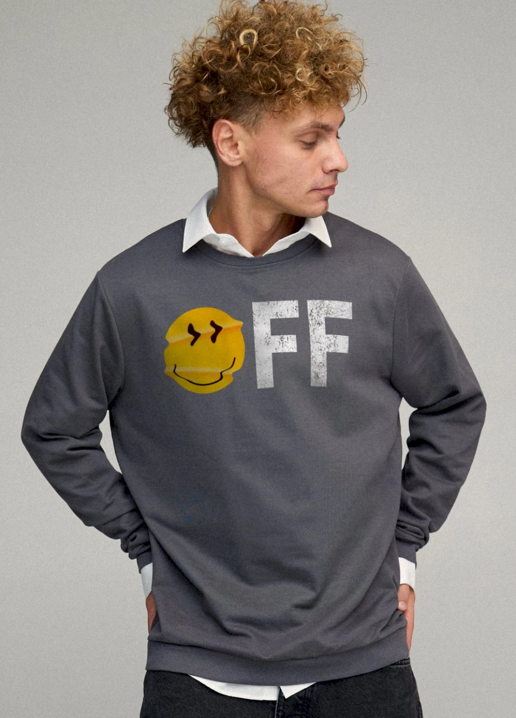 Темно-сірий світшот чоловічий oversize /no flis/ YAPPI (252258548)