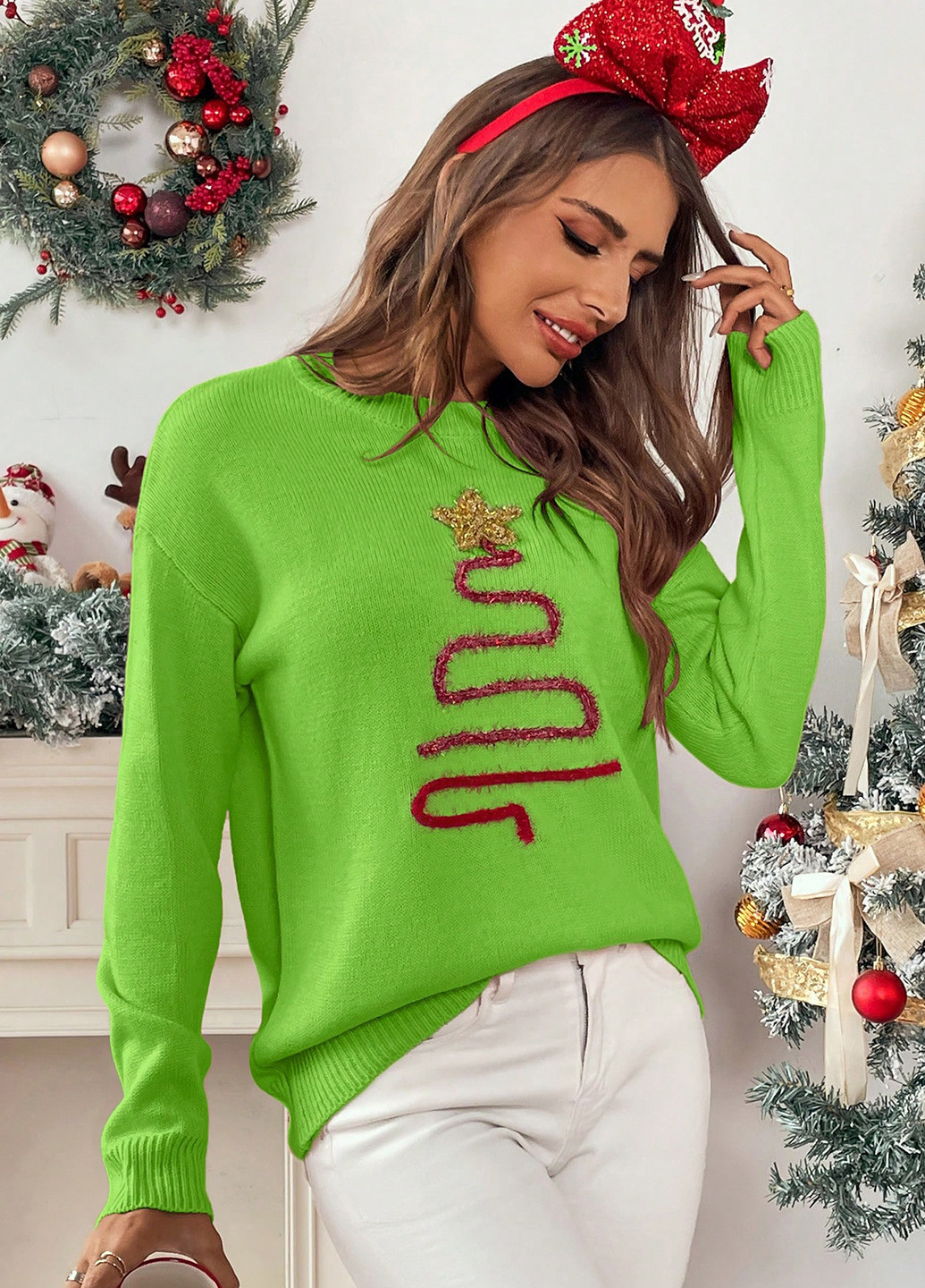 Лаймовый зимний джемпер джемпер SHEIN