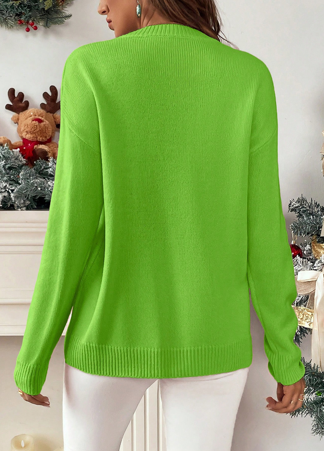 Лаймовый зимний джемпер джемпер SHEIN