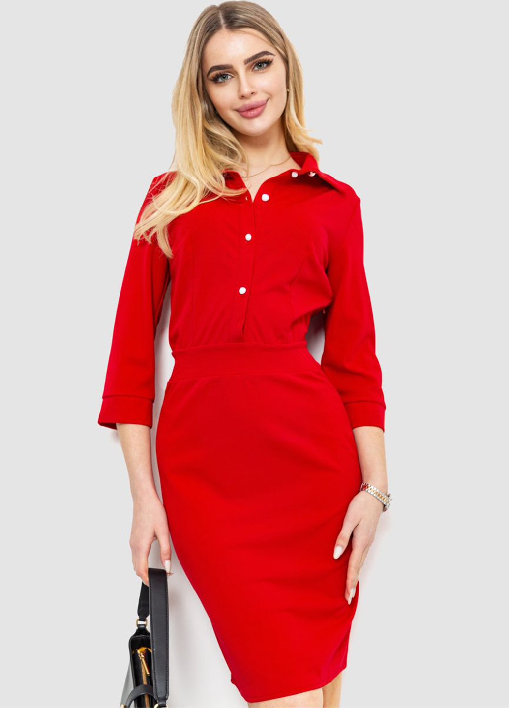 Красное кэжуал платье рубашка Ager однотонное