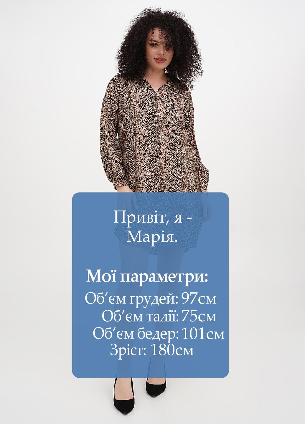 Темно-бежева кежуал сукня сукня-сорочка George з абстрактним візерунком