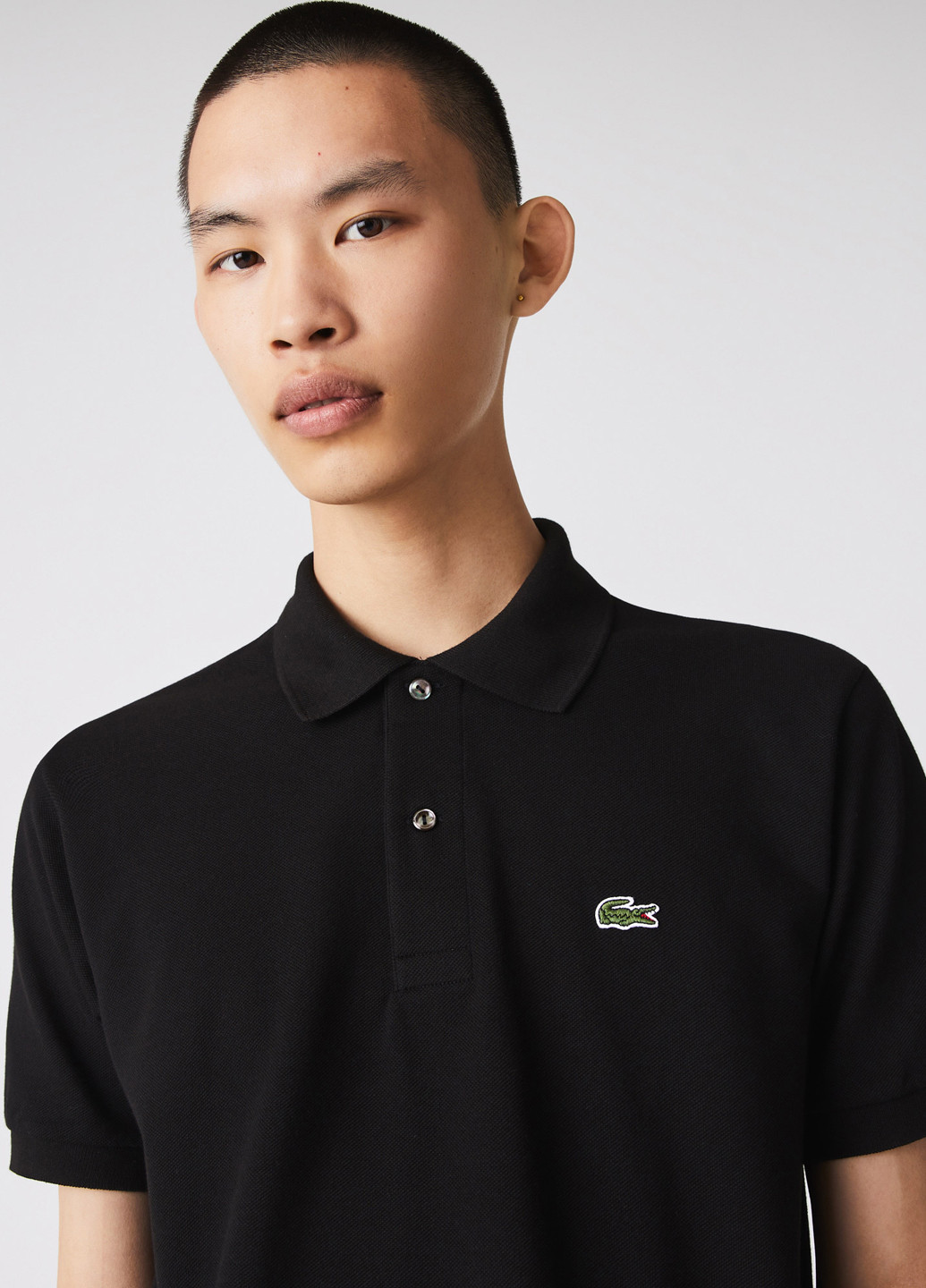 Черная футболка-поло для мужчин Lacoste однотонная