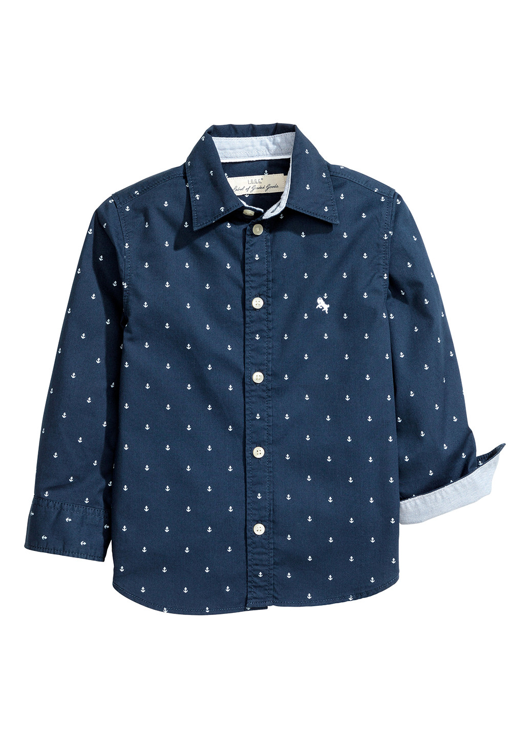 Синяя кэжуал рубашка в горошек H&M с длинным рукавом