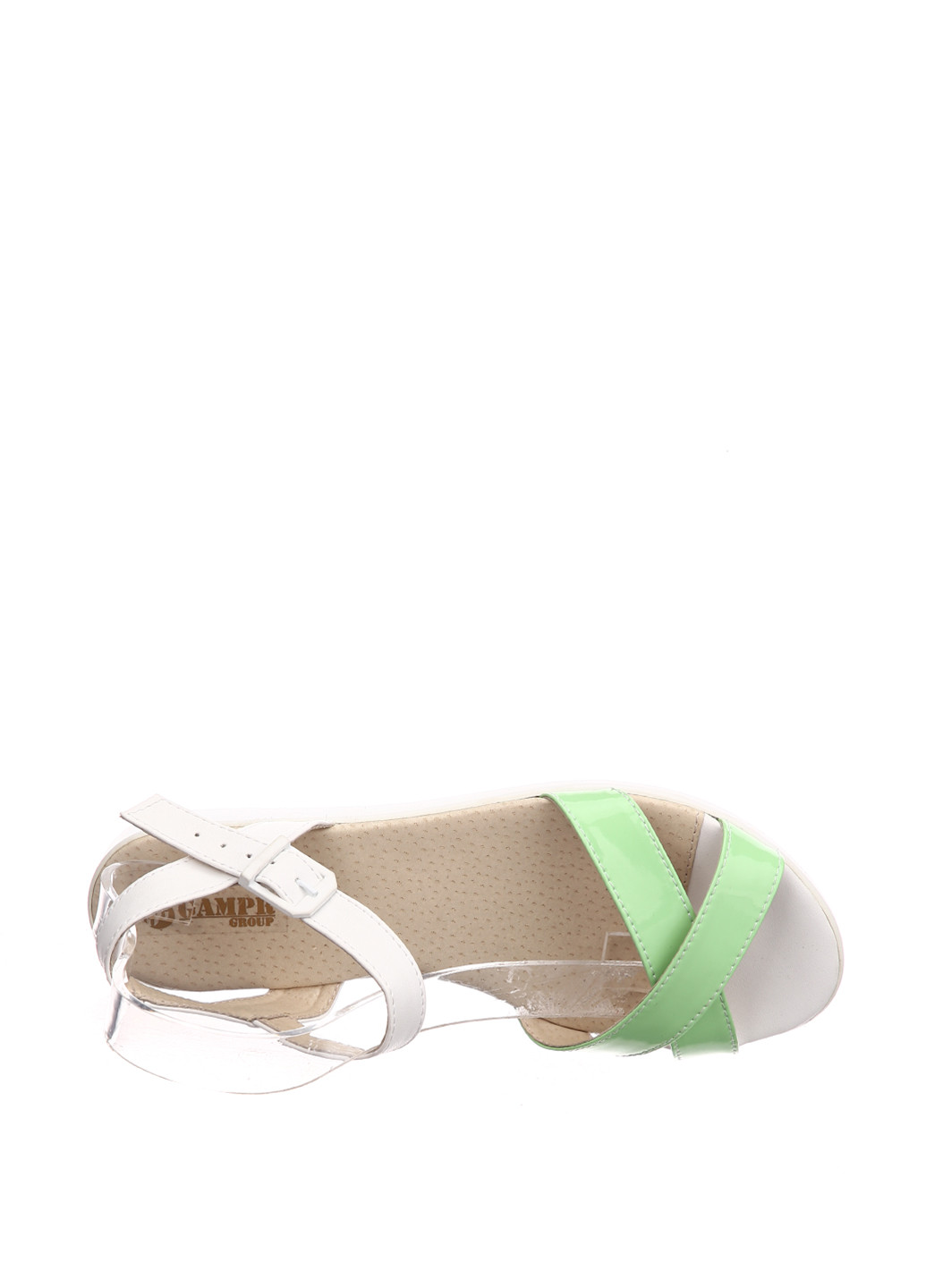 Светло-зеленые босоножки Gampr с ремешком с белой подошвой, лаковые