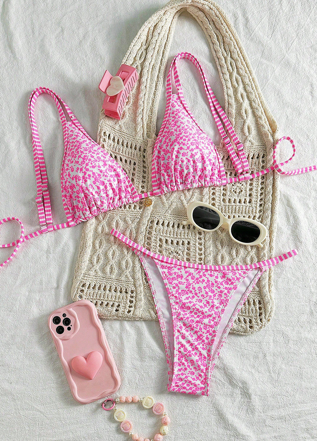 Білий літній купальник (ліф, трусики) бікіні SHEIN