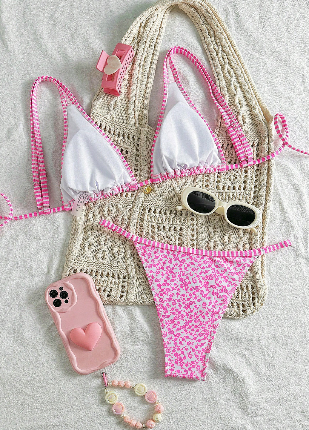 Білий літній купальник (ліф, трусики) бікіні SHEIN