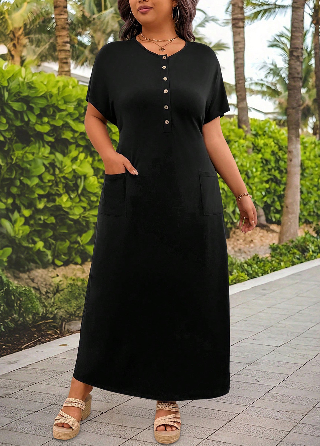 Чорна святковий, кежуал сукня сукня-футболка, а-силует SHEIN однотонна