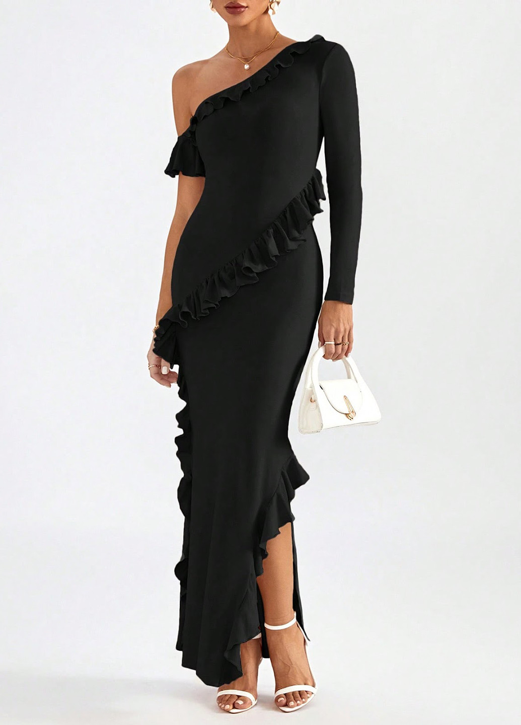 Чорна кежуал сукня з пишною спідницею SHEIN однотонна