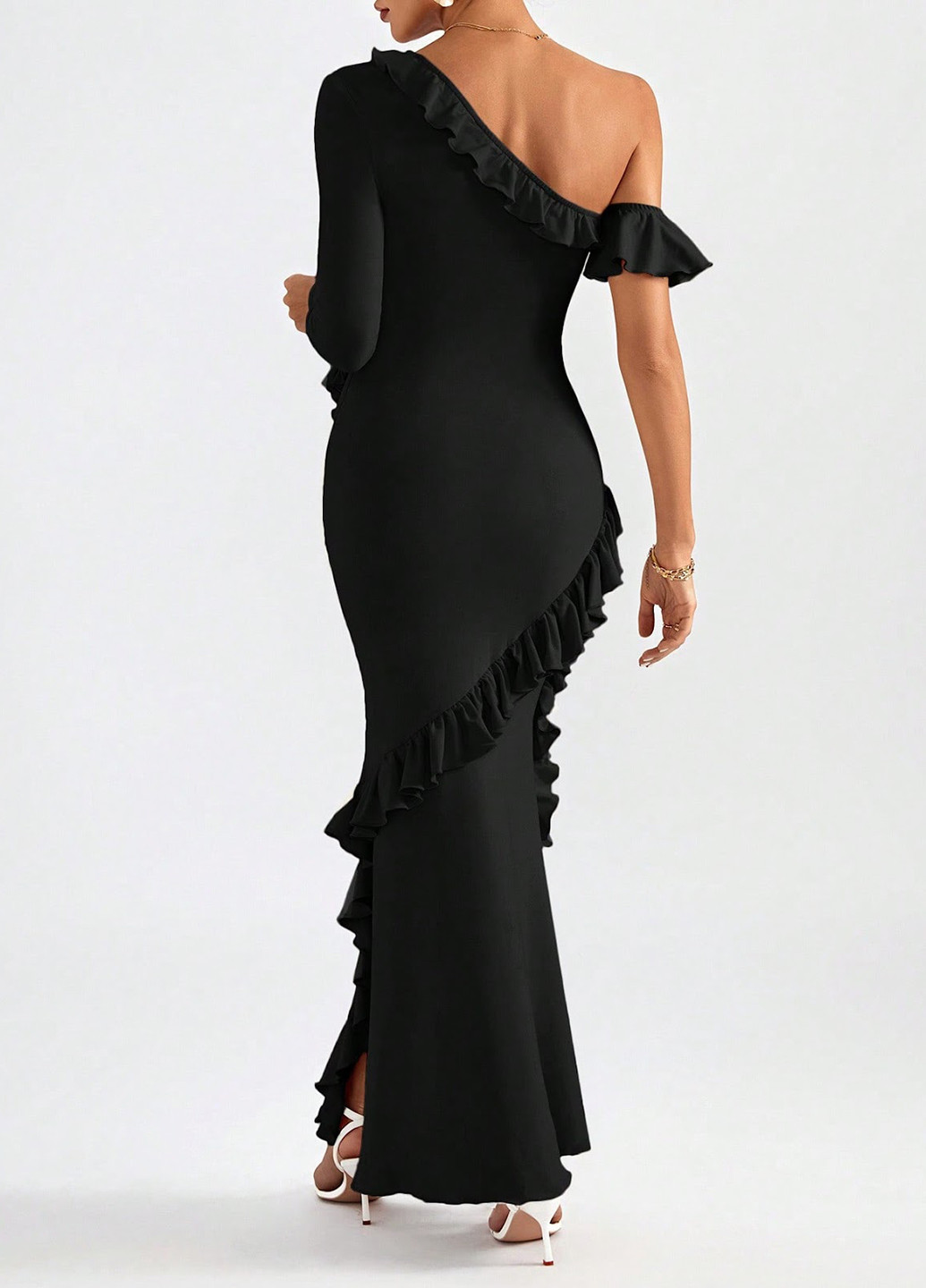 Чорна кежуал сукня з пишною спідницею SHEIN однотонна