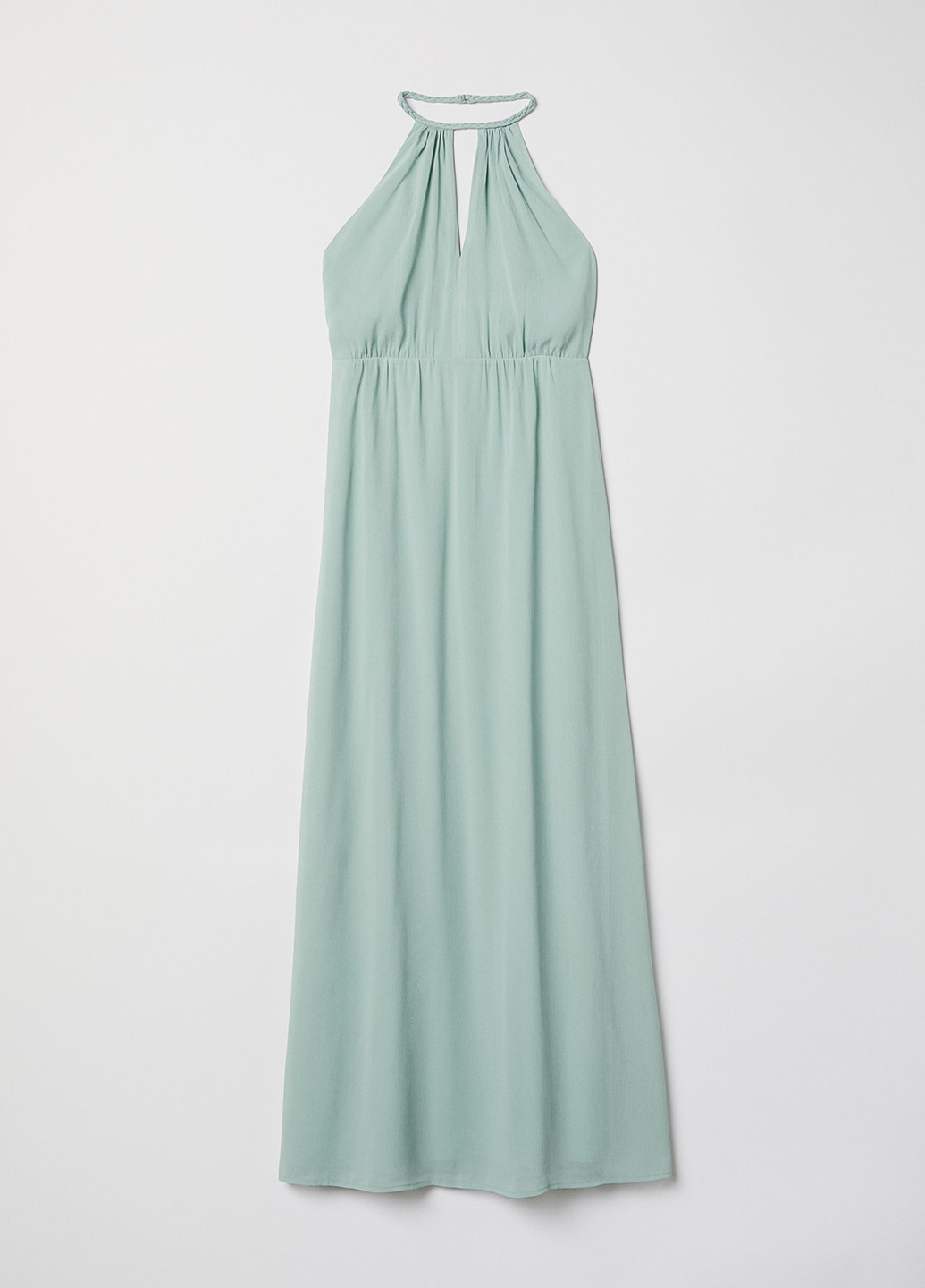 Бирюзовое вечернее платье с открытой спиной H&M однотонное