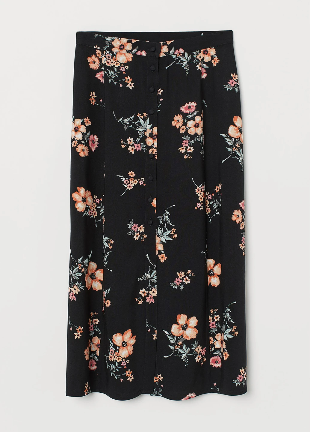 Черная цветочной расцветки юбка H&M