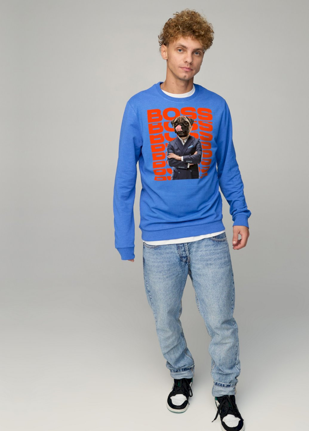 Блакитний світшот чоловічий basic /no flis/ YAPPI (252386068)