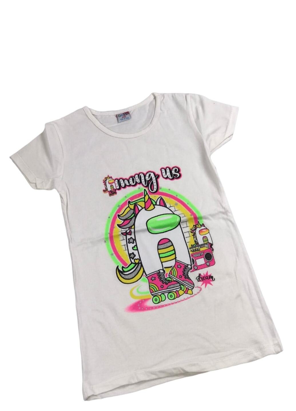 Молочная летняя футболка детская единорог (5шт\упак) Turkey