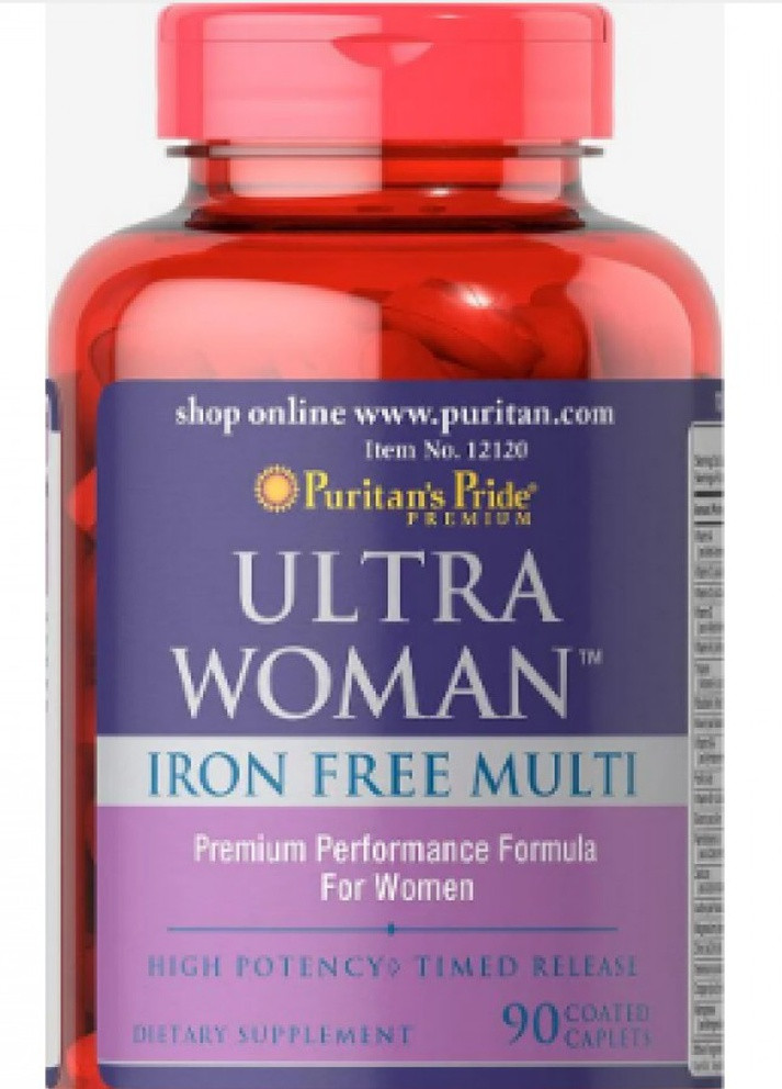 Мультивитамины для женщин Ultra Woman™ Daily Multi Iron Free Timed Release 90caps Puritans Pride (232599950)