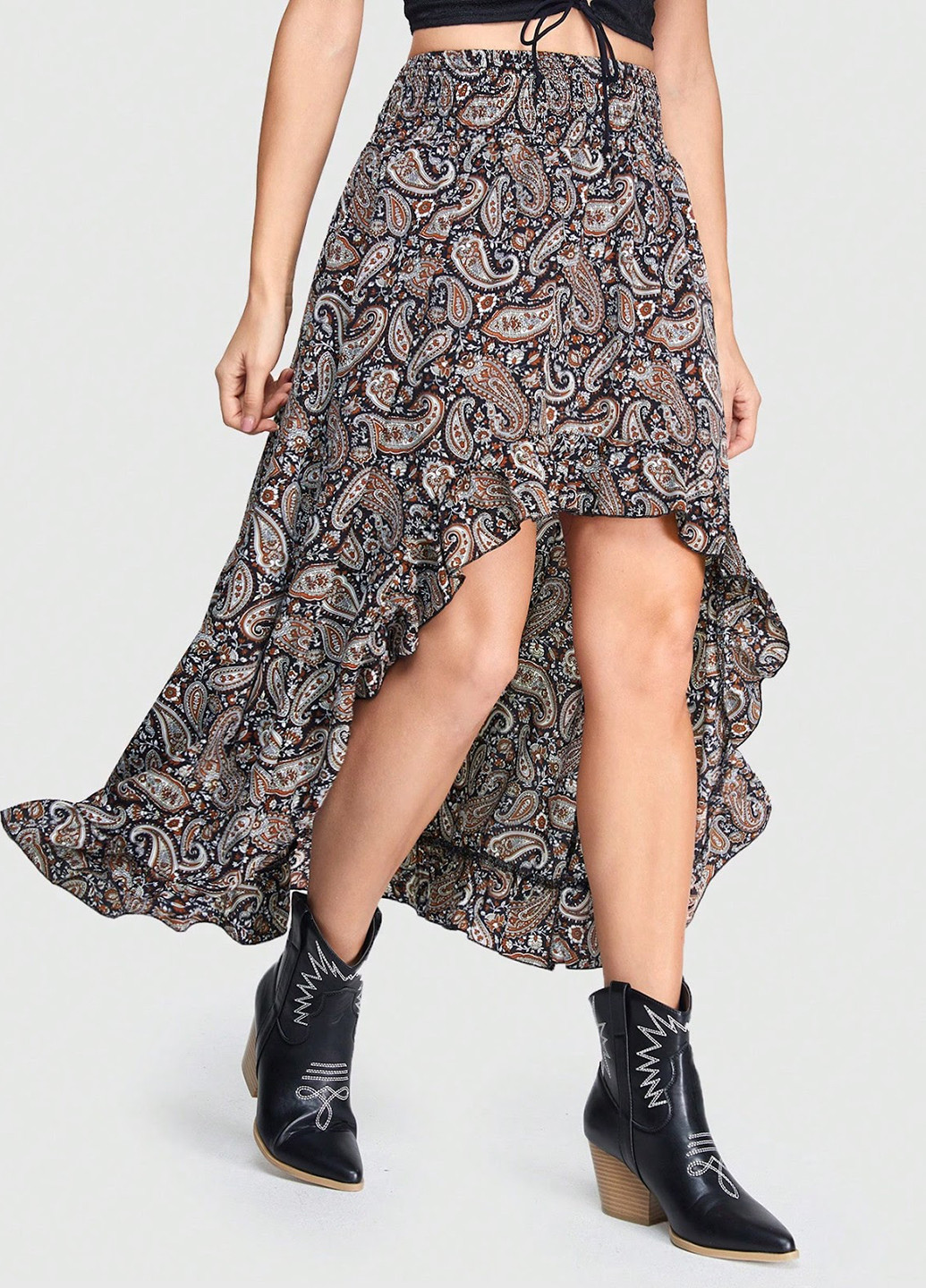 Разноцветная кэжуал "турецкие огурцы" юбка SHEIN клешированная