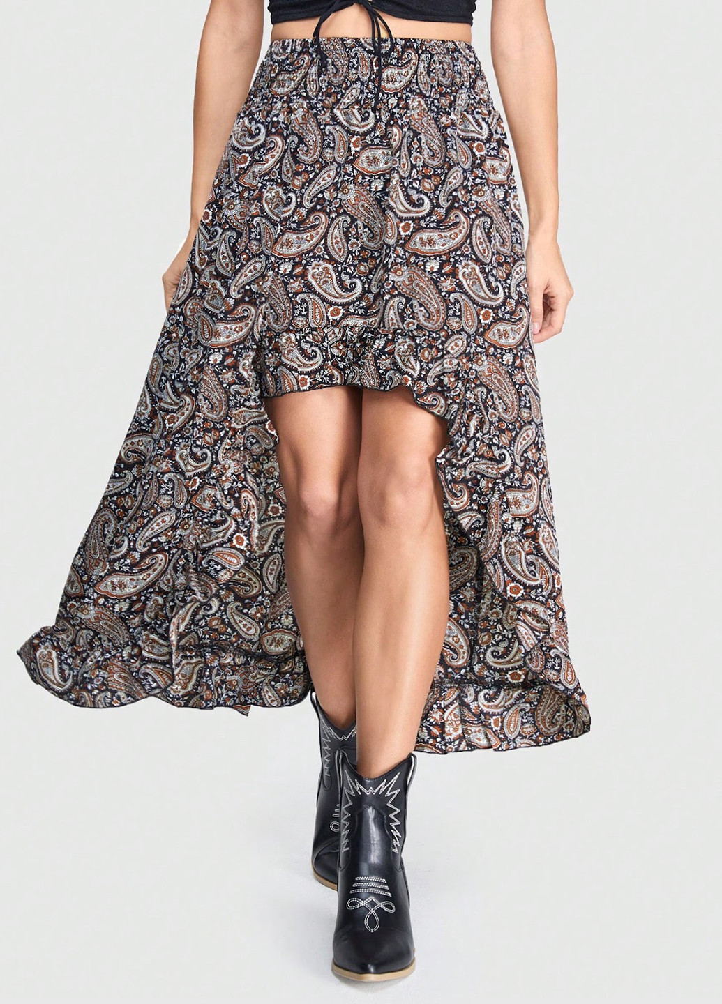 Разноцветная кэжуал "турецкие огурцы" юбка SHEIN клешированная