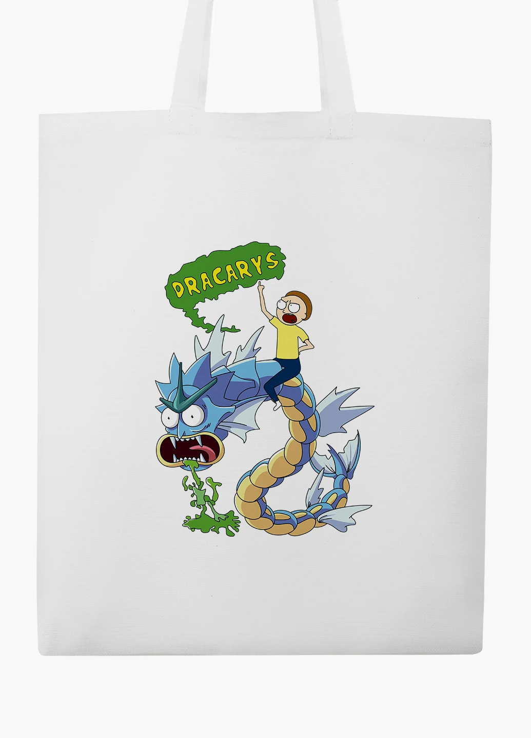 Еко сумка шоппер біла Рік і Морті (Dracarys Rick and Morty) (9227-2083-WT2) Еко сумка шоппер біла 41*35 см MobiPrint (219151254)
