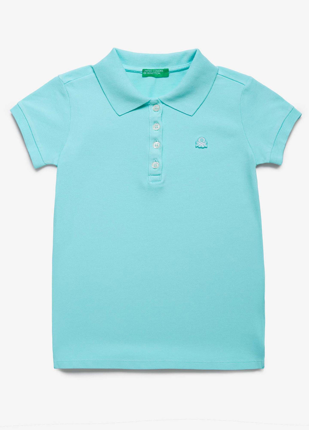 Голубой детская футболка-поло для девочки United Colors of Benetton однотонная