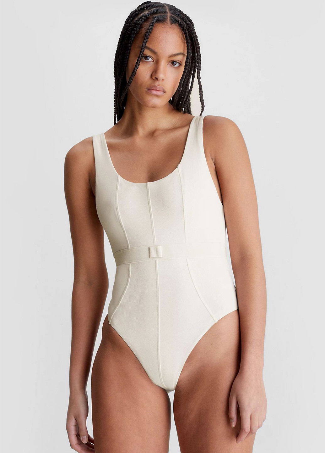 Світло-бежевий літній купальник суцільний Calvin Klein