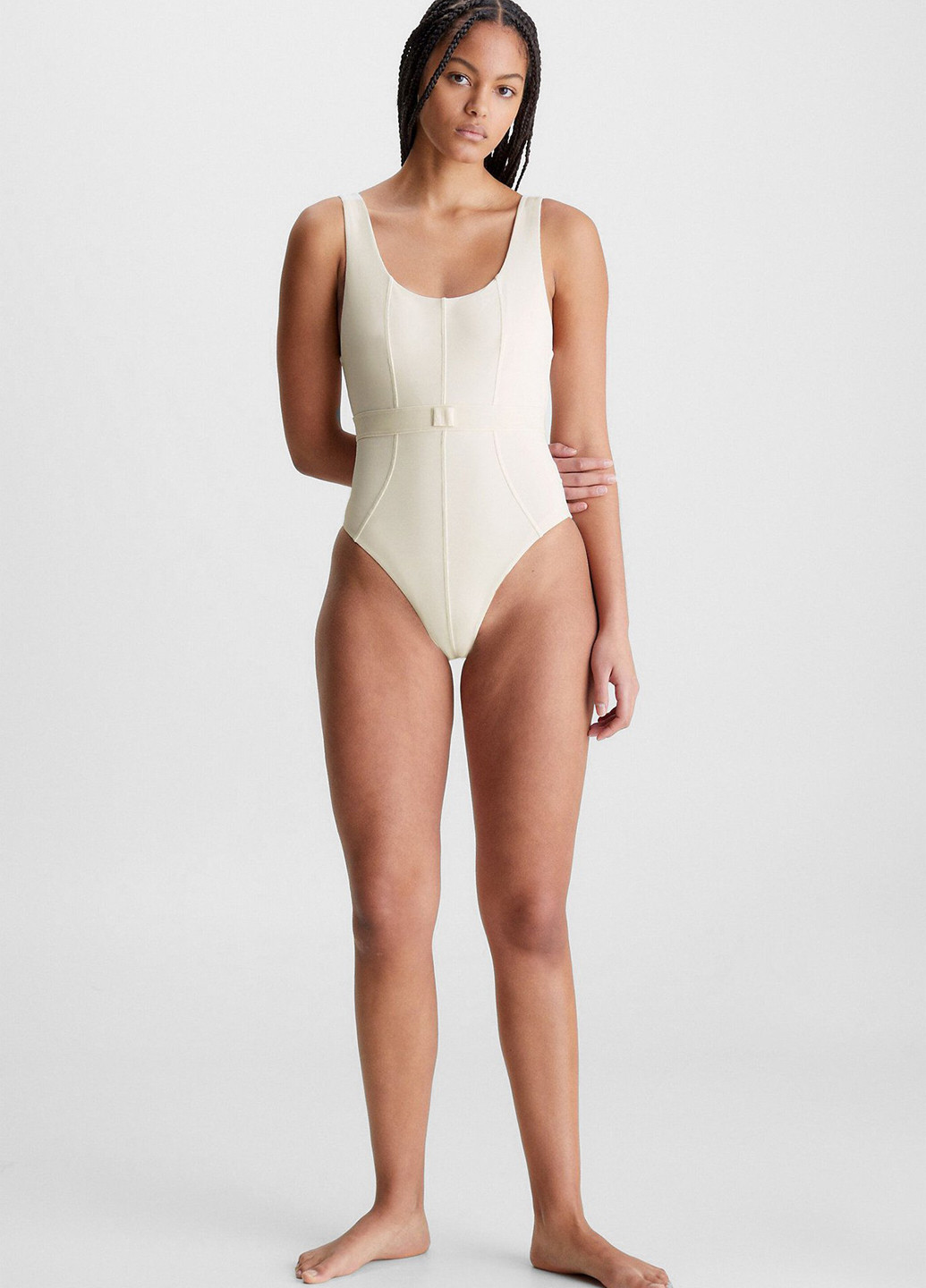 Світло-бежевий літній купальник суцільний Calvin Klein