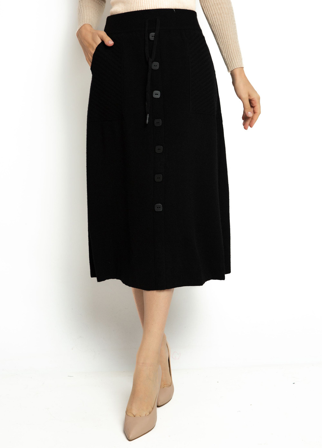 Черная кэжуал однотонная юбка Time of Style а-силуэта (трапеция)