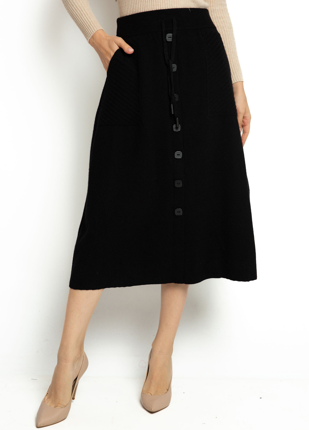 Черная кэжуал однотонная юбка Time of Style а-силуэта (трапеция)