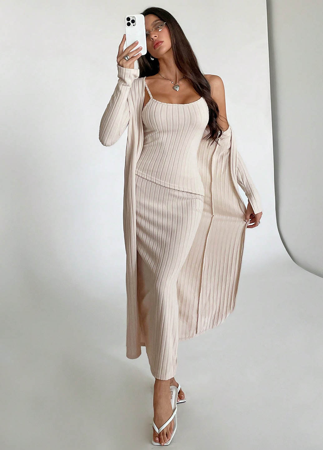 Костюм (майка, кардиган, спідниця) SHEIN (366091018)