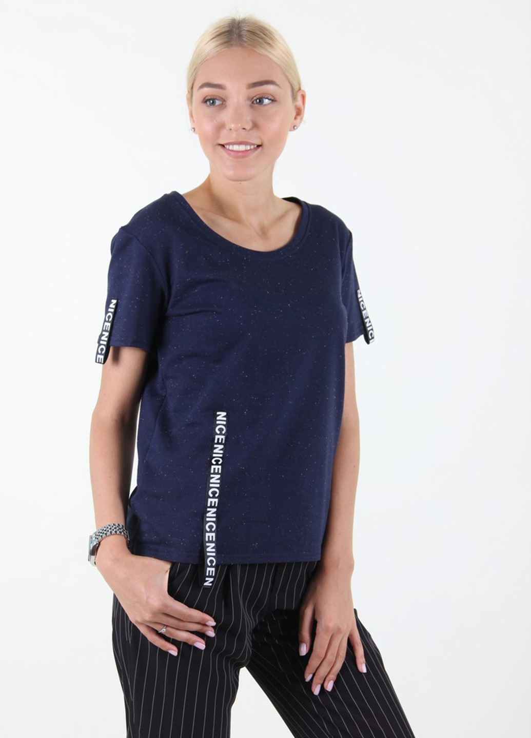 Темно-синяя летняя футболка Miss Fashion