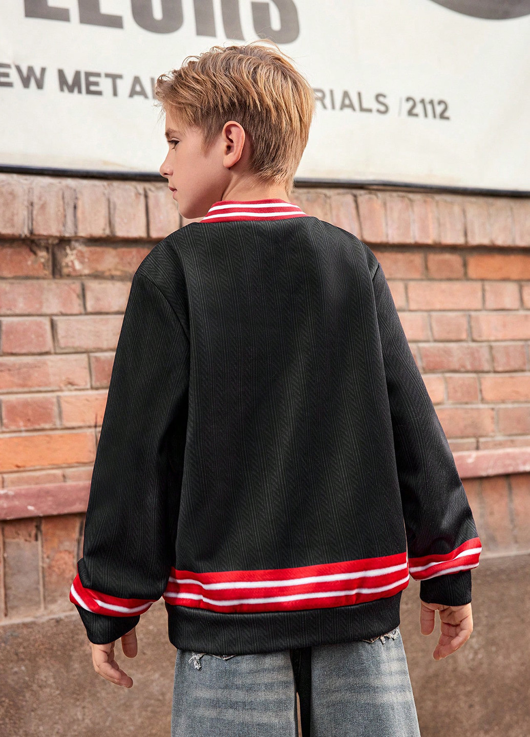 SHEIN свитшот полоска черный кэжуал полиэстер