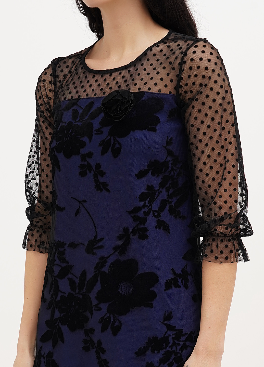 Синее коктейльное, кэжуал, праздничный платье Imperial с цветочным принтом