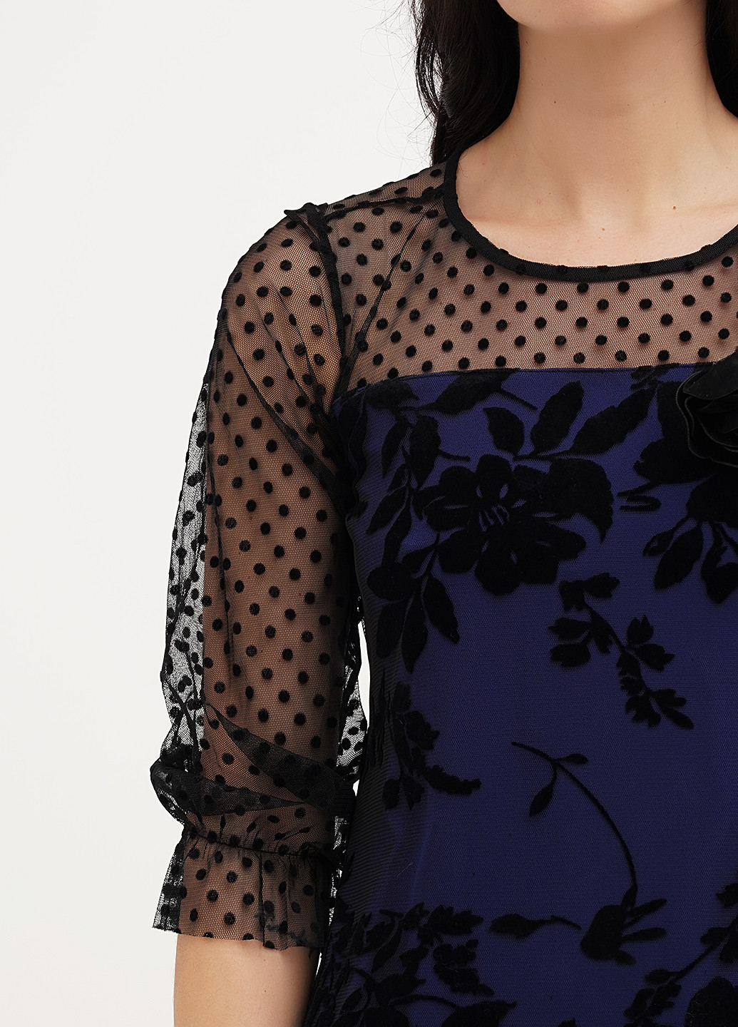 Синее коктейльное, кэжуал, праздничный платье Imperial с цветочным принтом