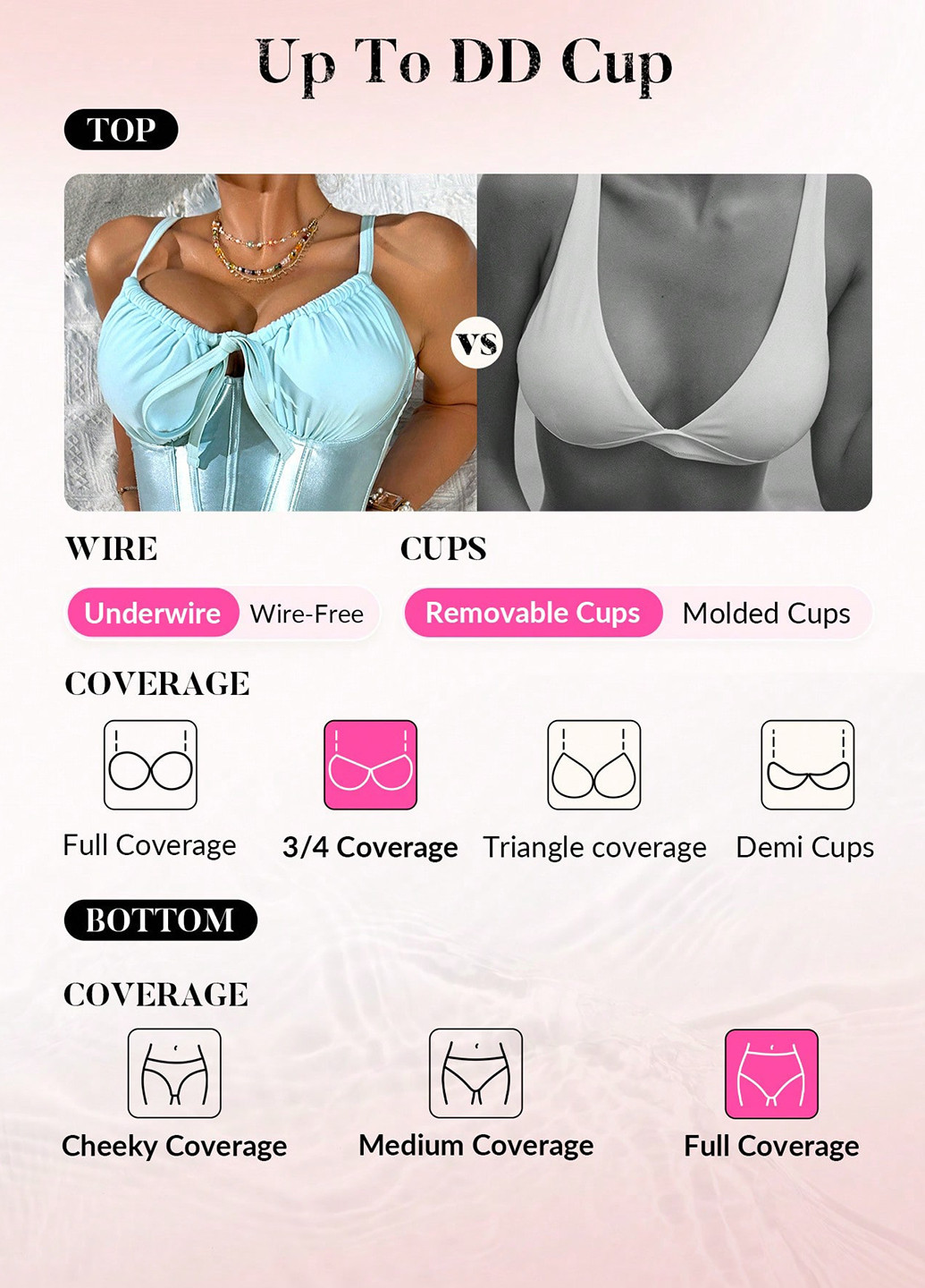 Світло-блакитний літній купальник суцільний, майо SHEIN