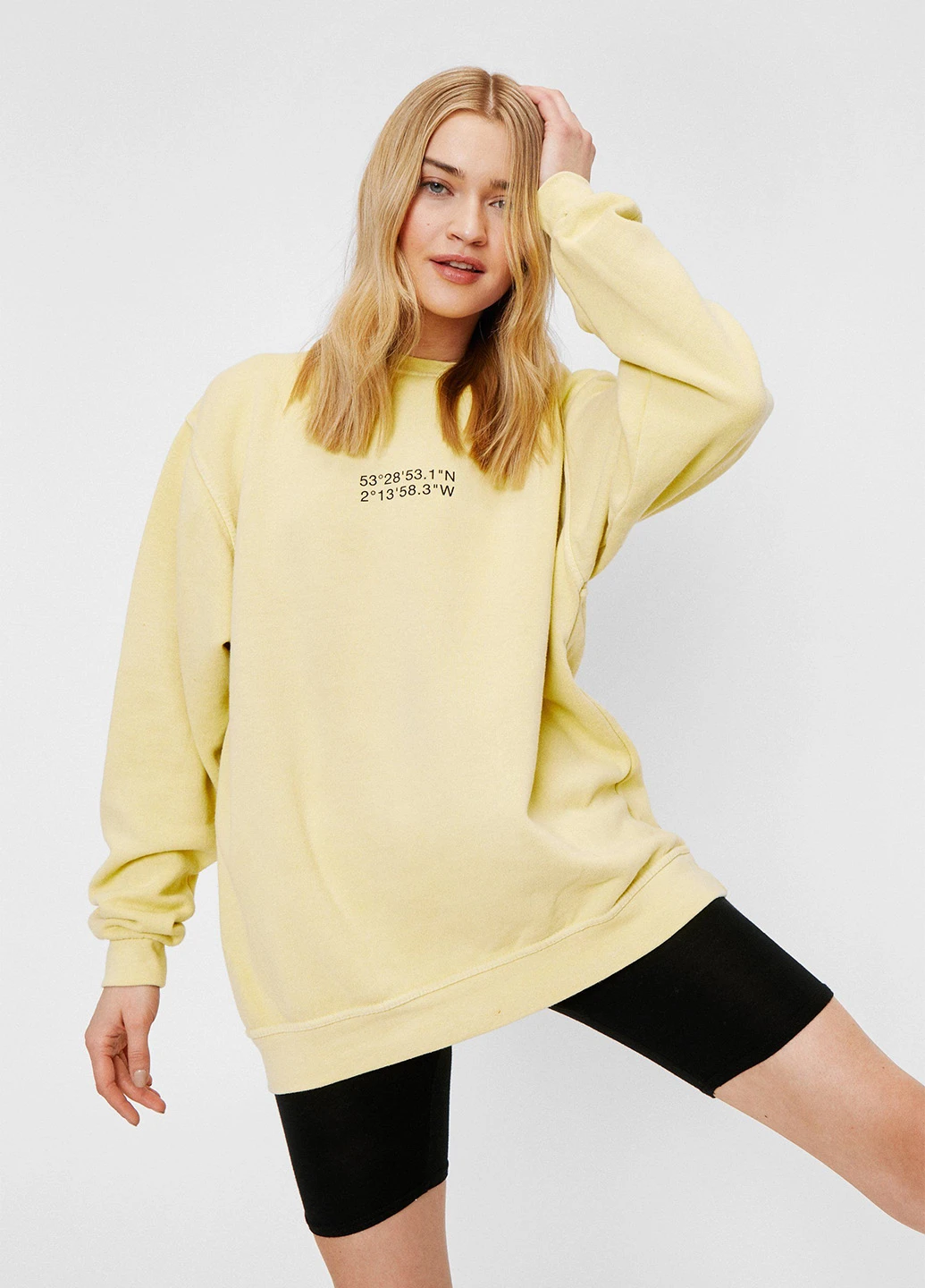 Светло-желтый свитшот Nasty Gal надпись без декора (237848199)