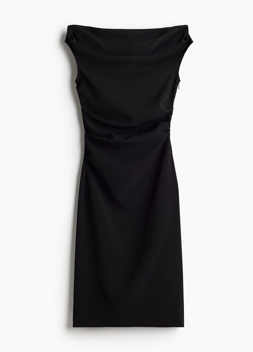 Черное коктейльное платье с открытыми плечами H&M однотонное