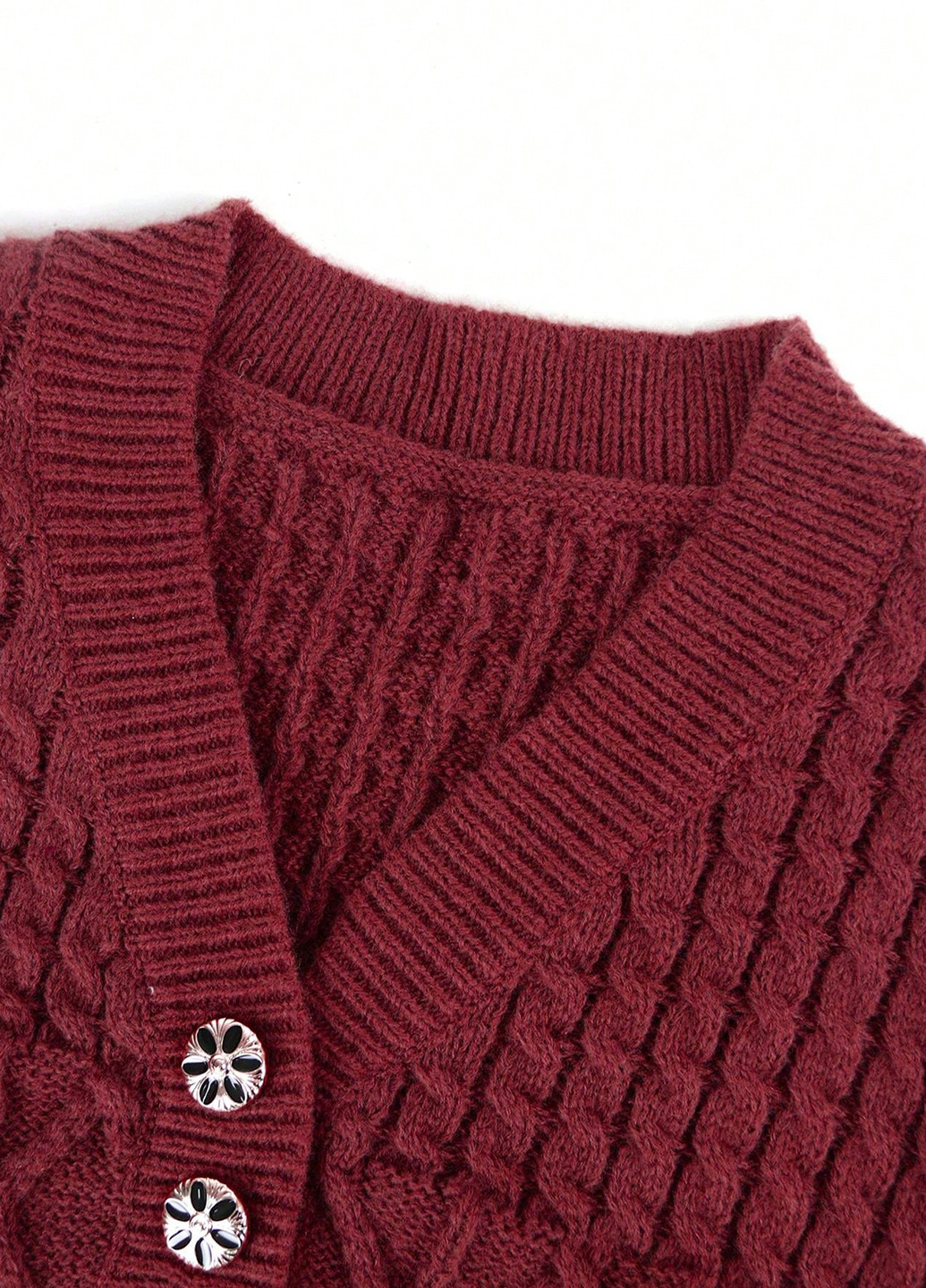 Бордовое кэжуал платье платье-свитер SHEIN однотонное