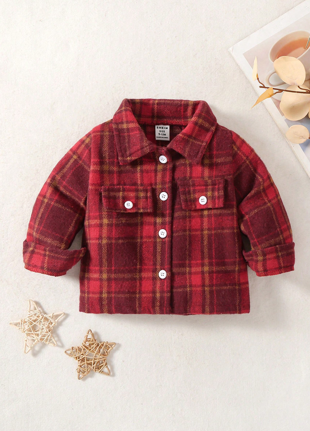 Красная кэжуал рубашка в клетку SHEIN