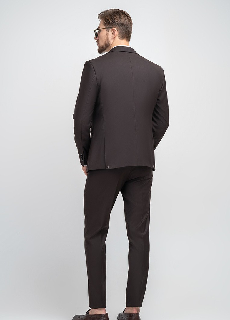 Коричневый костюм-трійка однобортний чоловічий коричневий Andreas Moskin костюм
