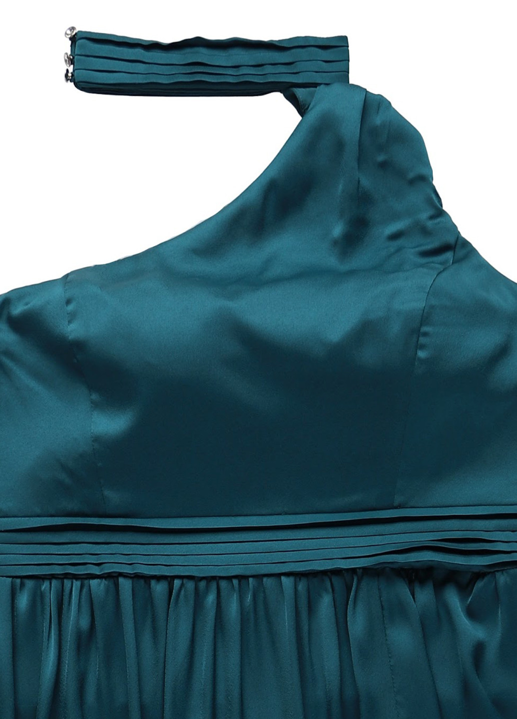 Изумрудное вечернее, коктейльное платье на одно плечо Little Mistress однотонное