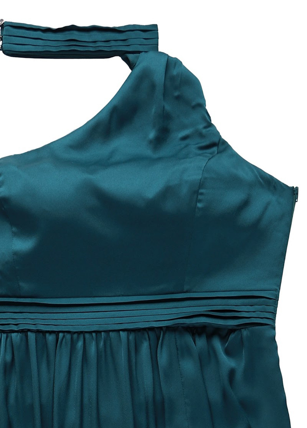 Изумрудное вечернее, коктейльное платье на одно плечо Little Mistress однотонное