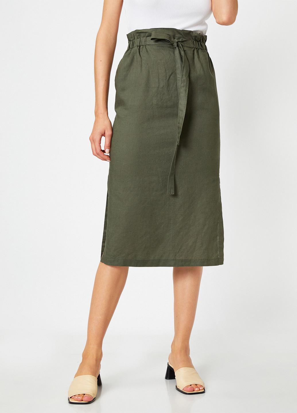 Серо-зеленая кэжуал однотонная юбка KOTON