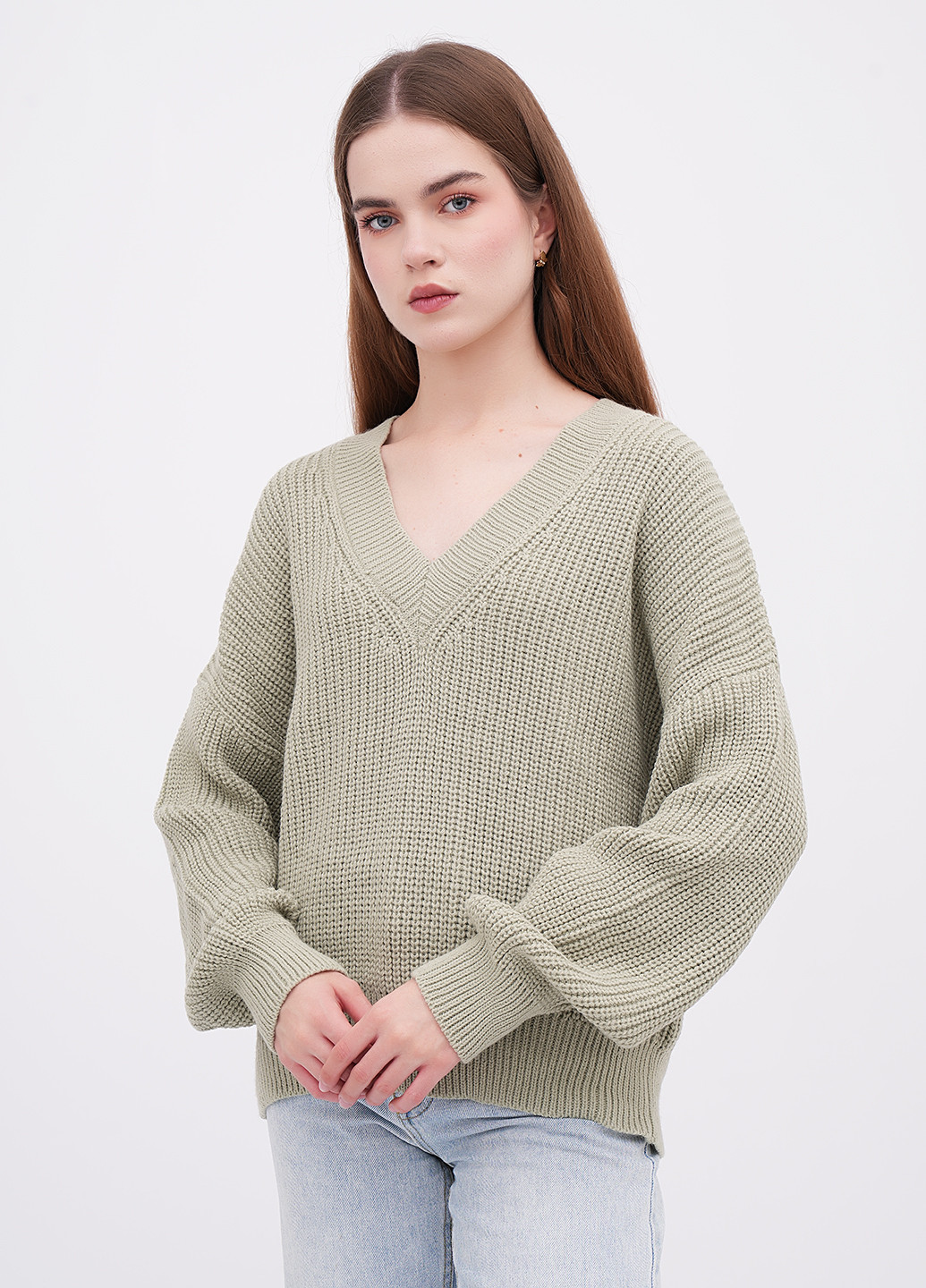 Оливковый зимний пуловер пуловер EQUILIBRI