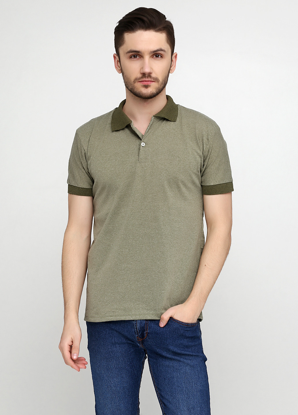 Оливковая футболка-поло для мужчин Chiarotex меланжевая