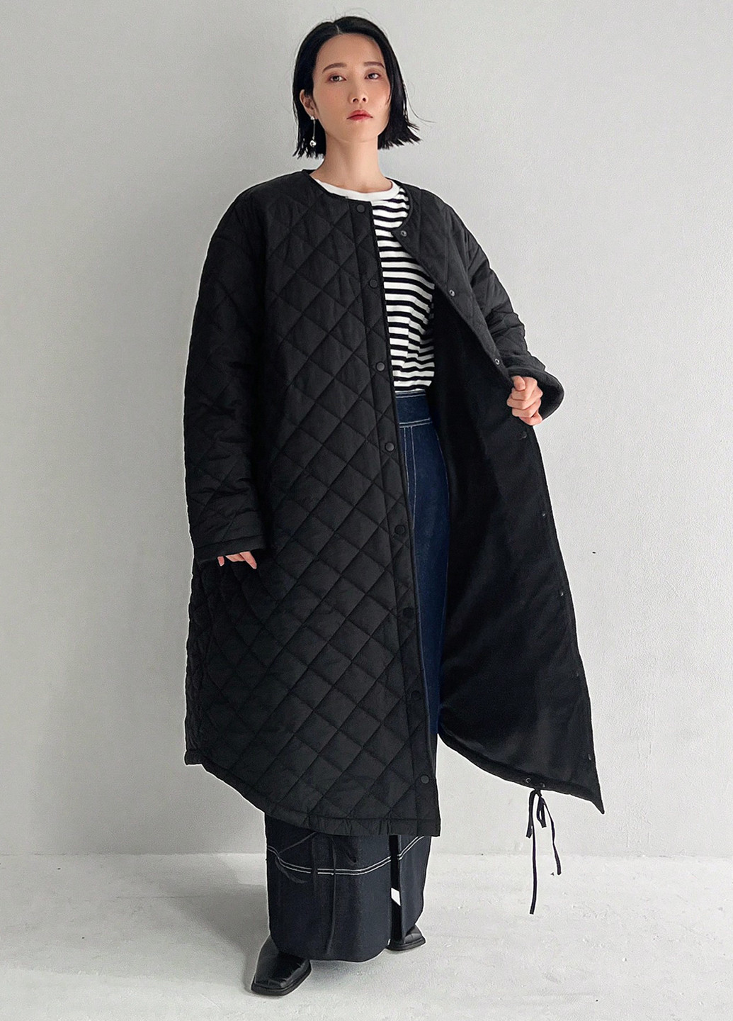 Чорний зимній комплект (жилет, куртка) SHEIN