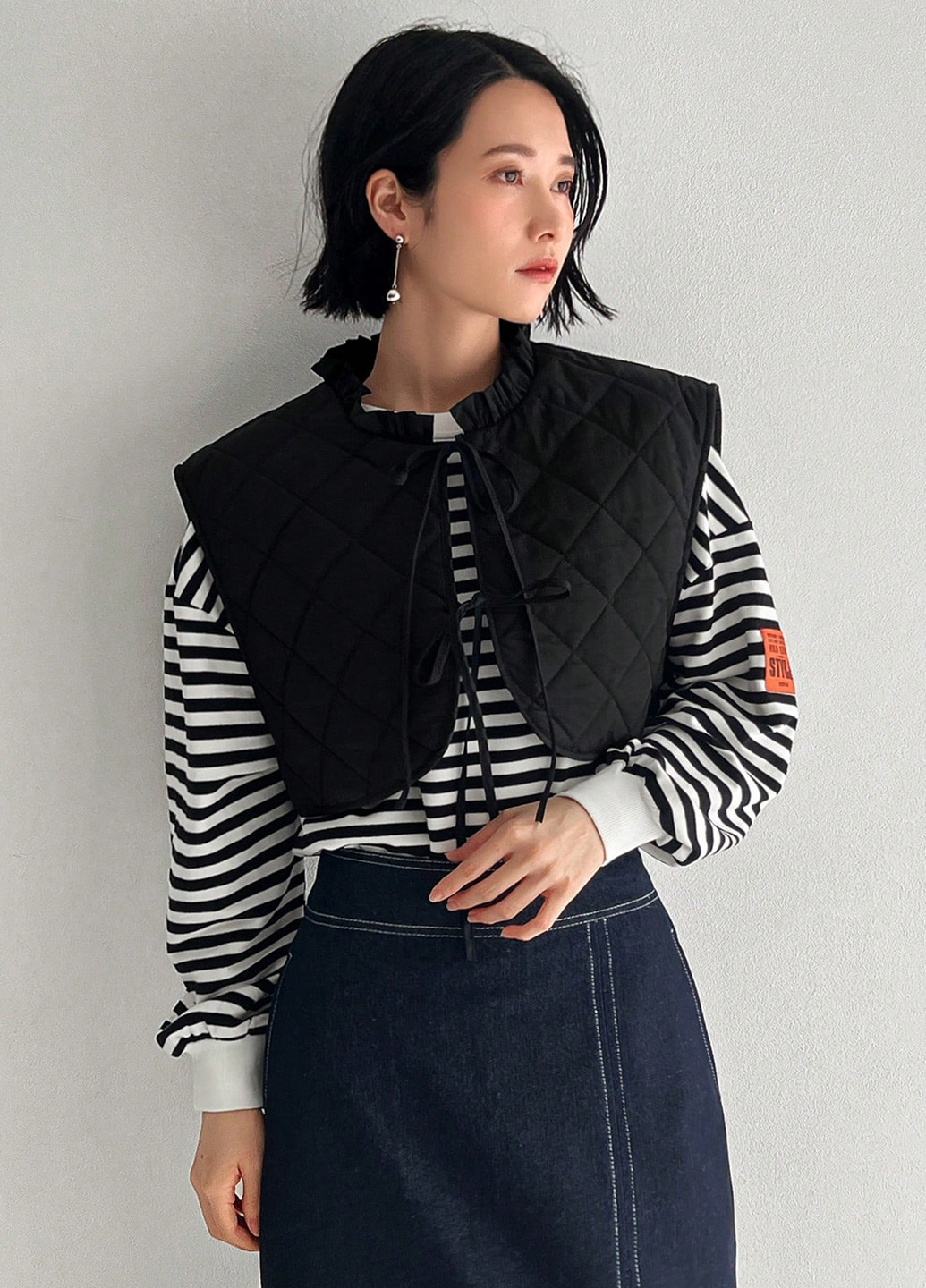 Чорний зимній комплект (жилет, куртка) SHEIN