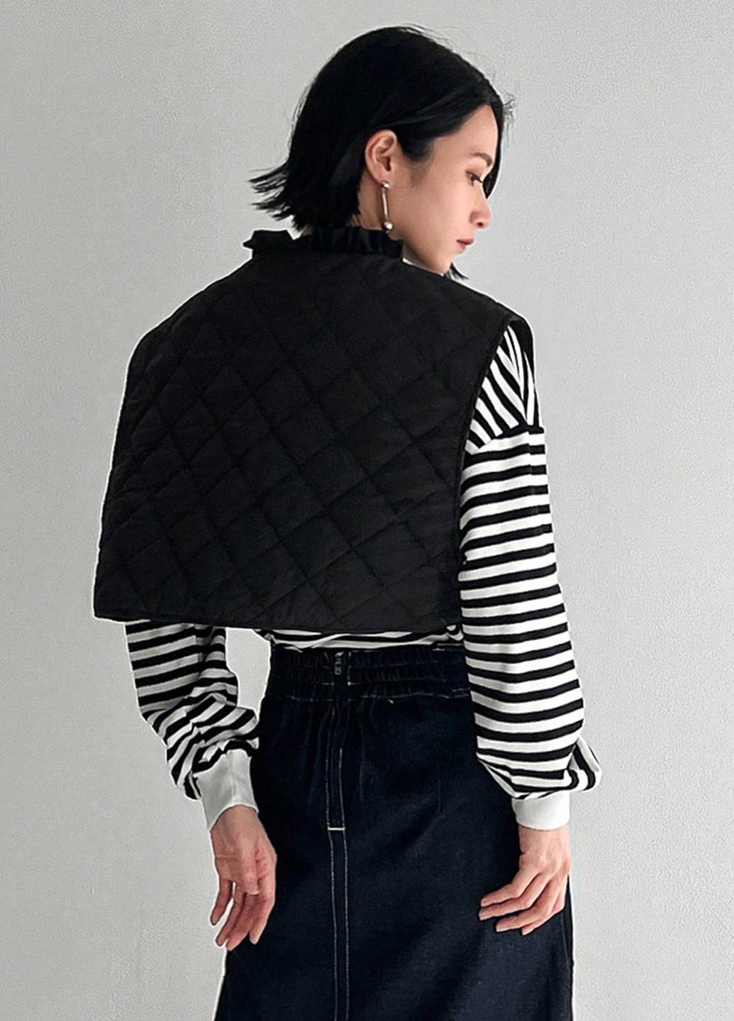 Чорний зимній комплект (жилет, куртка) SHEIN